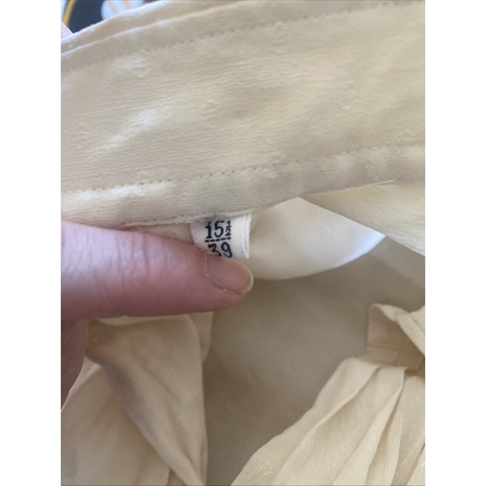 G Gucci Vintage Pleated Bib Silk Blouse Womens Size 39 Cream Jacquard Logo Italy - Picture 11 of 11